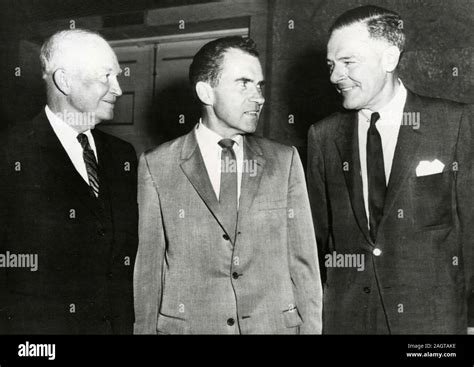 Us President Dwight Eisenhower Vice President Richard Nixon And Running Mate Henry Cabot Lodge