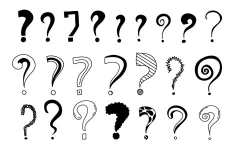 Question Marks Creative Black Vector Illustrations In Doodle Style