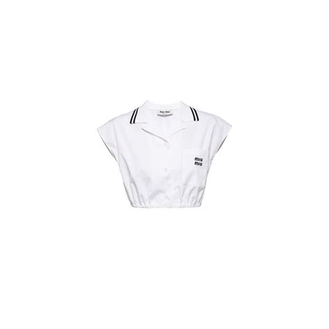 White Poplin Top | Miu Miu
