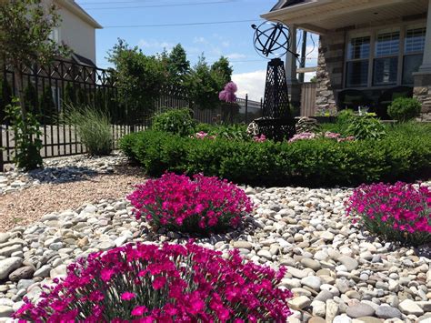 River Rock Front Yard Landscaping Ideas With Rocks No Grass Landscape