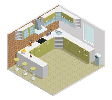 Free kitchen design vector download in ai, svg, eps and cdr. Kitchen Interior Isometric Design - Download Free Vectors, Clipart Graphics & Vector Art