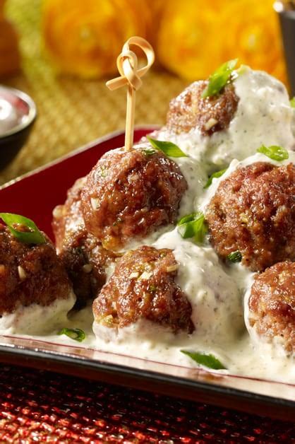 Use with crisp veggies or chips for dipping! Creamy Mini Meatballs Recipe with Sour Cream - Daisy Brand