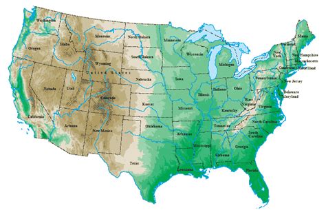 United States Map Topographical Map