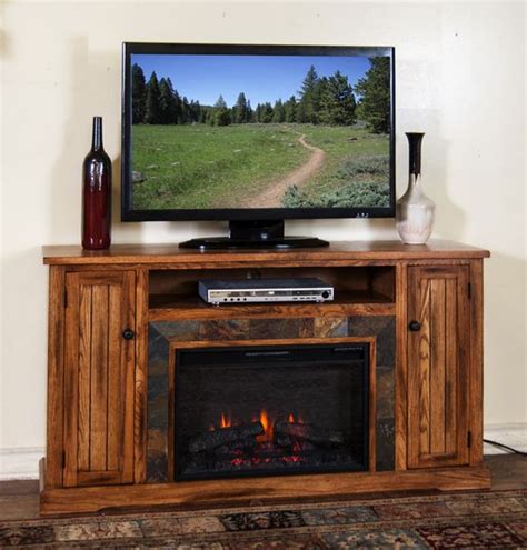 Unrefined and homely, rustic fireplaces add a distinguished character to match the rest of your rustic home decor. SD-3488RO-60R 60" Sedona Rustic Oak Fireplace TV Stand ...