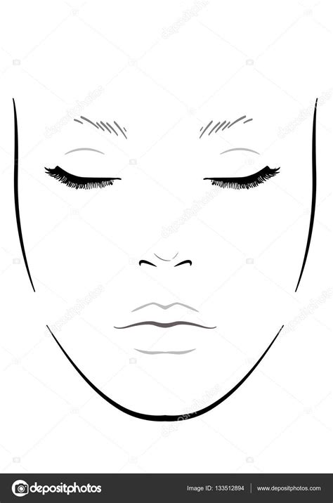 Face Chart Makeup Artist Blank Template Vector