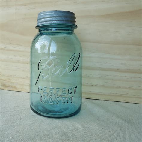 Vintage Blue Canning Jars Aqua Blue Mason Jar With Zinc Lid Etsy