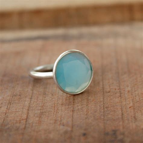 Chalcedony Ring Sterling Silver Ring Natural Aqua Chalcedony Etsy