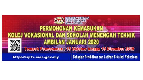 Bagi pemohon yang berkelayakan dan berminat melanjutkan pengajian ke kolej vokasional (kv) sesi januari 2019, anda boleh membuat permohonan secara online menerusi pautan di bawah PERMOHONAN ONLINE KEMASUKAN MURID KE KOLEJ VOKASIONAL DAN ...