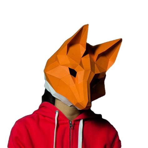 3d Paper Fox Mask Halloween Fox Mask Papercraft World