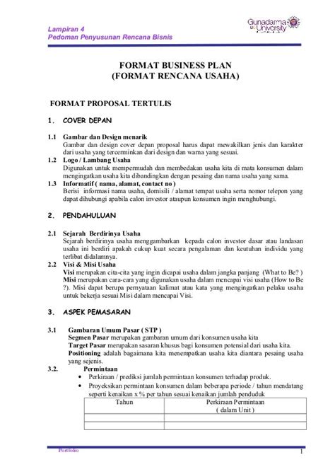 Format Business Plan