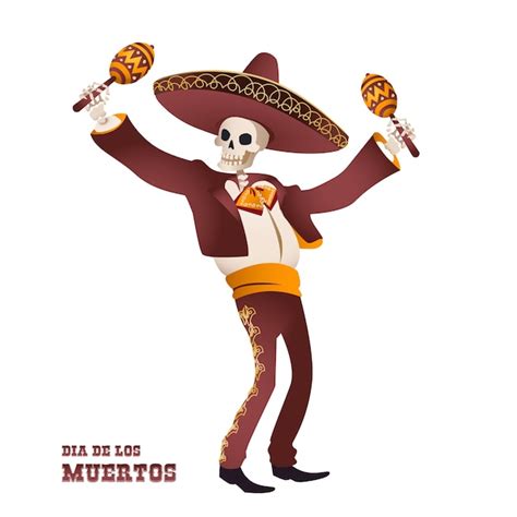 Premium Vector Dia De Muertos Mariachi Musician Skeleton Mexican