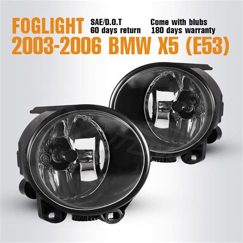 Lights / fog light (replace bulb). For 03-06 BMW X5 E53 Driving Fog Lights Bumper Clear Lens Assembly Lamps 2pc | eBay