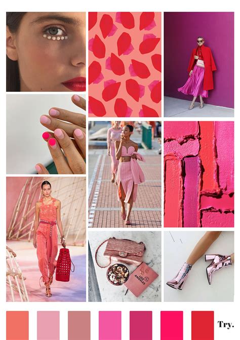 Pink Red Mood Board Fashion Inspiration Color Trends Fashion