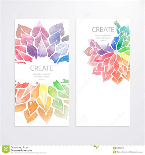 Note how font size is used to emphasize important details. Watercolor Rainbow Flowers. Banners, Flyers Stock Vector ...