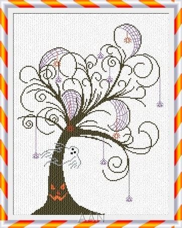 Image measures approximately 2.75 x 4.25 inches. Halloween Tree by Alessandra Adelaide Needleworks - Cross ...