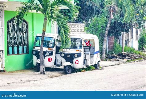White Tuk Tuk White Tuktuks Rickshaw In Mexico Editorial Stock Image