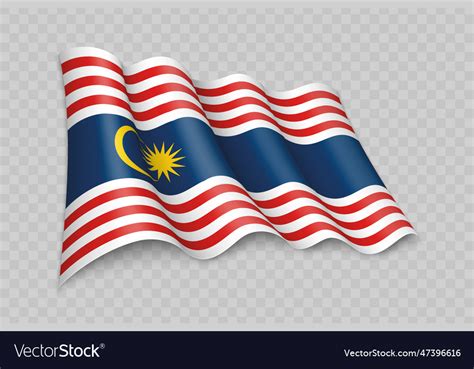3d Realistic Waving Flag Of Kuala Lumpur Vector Image