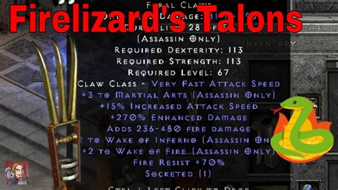 D2r Unique Items Firelizards Talons Feral Claws Youtube