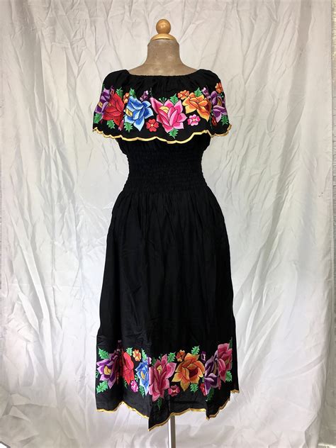 Off The Shoulder Black Flounce Mexican Inspired Maxi Dress Etsy