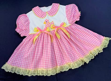 Limited Adult Baby Sissy Littles Abdl Pink Gingham Ducky Dress Etsy