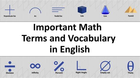 Math Vocabulary Mathematics Terms And Vocabulary In English Youtube