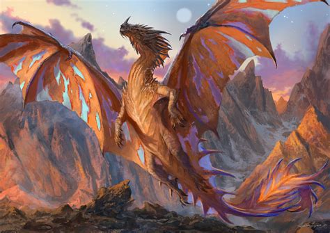 Artstation Red Mountains Dragon