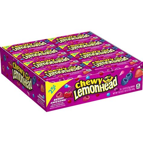 Chewy Lemonhead Berry Awesome Candy 08 Oz Box Of 24