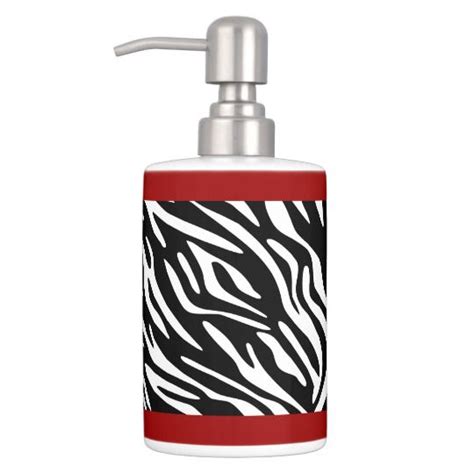 Mix watercolor leaves palm bath mat. Zebra Print and Red Holder Soap Dispenser | Zazzle.com ...