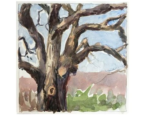 The Old Tree Fall Watercolor Painting 6x6 Small Etsy Fall