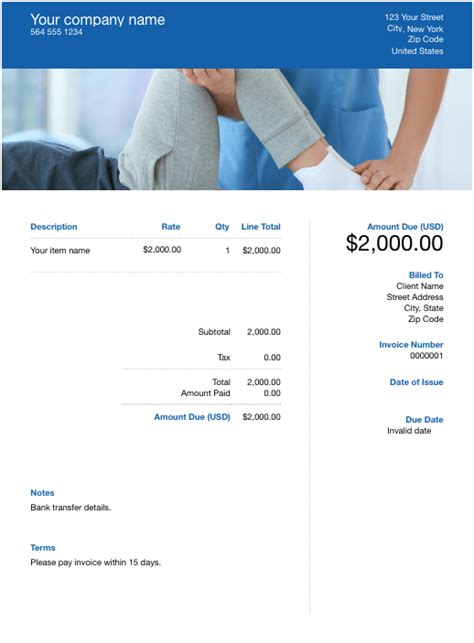 Physical Therapy Invoice Template Free Custom Templates Freshbooks