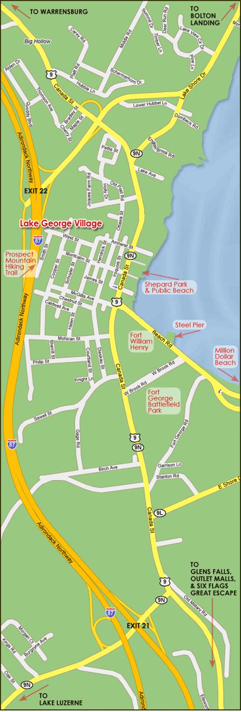 Lake George Map Find A Map Of Lake George Village Attractions And More