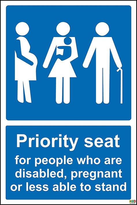 Priority Seat For People Who Are Disabled Pregnant Or Less Able To Stand Sign 12mm Rigid