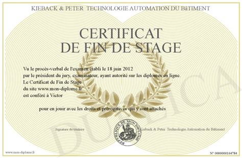 Certificat De Fin De Stage