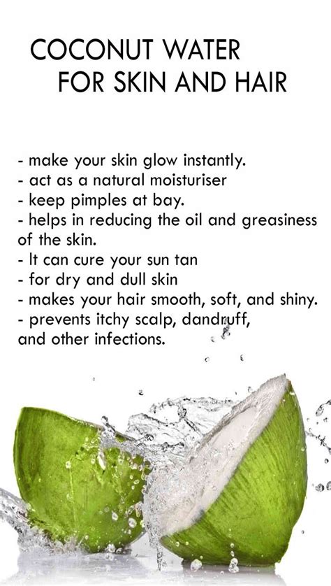 Coconut oil has unique properties with beauty benefits for skin and hair. COCONUT WATER BENEFITS AND REMEDIES FOR SKIN AND HAIR ...