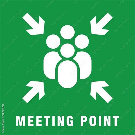 Meeting Point Or Assembly Point Sign Simple Flat Style Vector