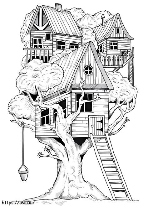 Haunted Tree House Coloring Page