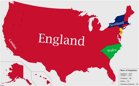 The Us Divided Into Just Four States Equivalent To The Uk According