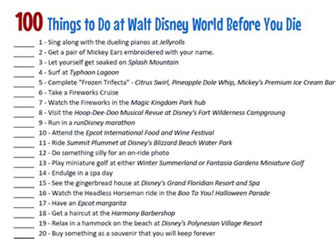 List consists of some of the greatest movies of all time. 100 Things to Do at Walt Disney World Before You Die - WDW ...