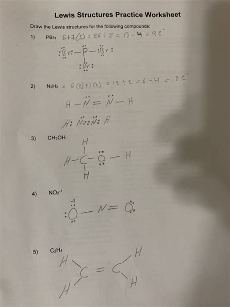 Solved Lewis Structures Practice Worksheet Draw The Lewis