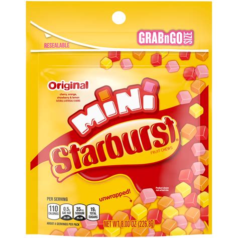 Starburst Original Minis Fruit Chews Gummy Candy Grab N Go 8 Oz Bag