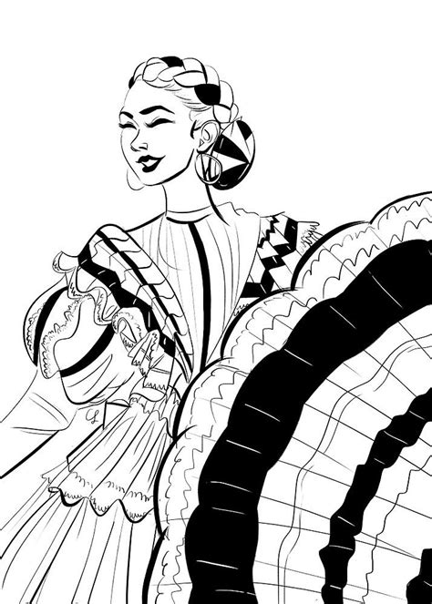 Folklorico Dancer Silhouette Pages Coloring Pages