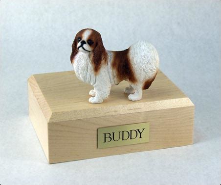 Japanese Chin, Red-White Dog Figurine Urn - Memorial Urns