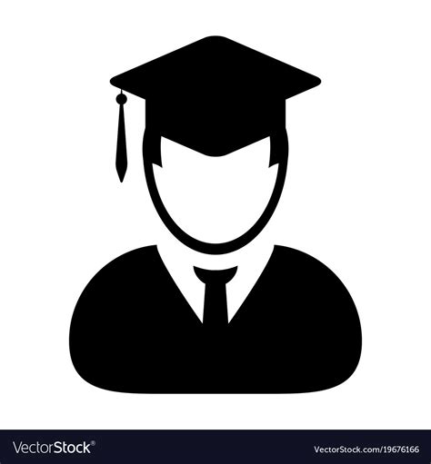 Student Icon Graduation With Mortar Board Vector Image