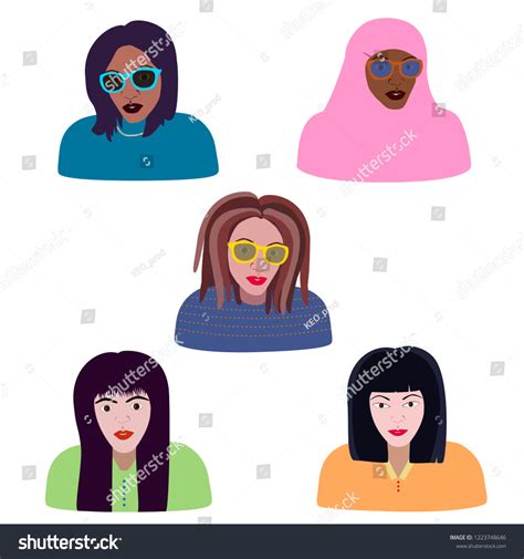Women Different Ethnic Groups Religions Portraits Stock Vector Royalty
