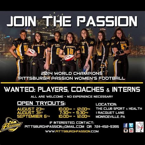 2015 Pittsburgh Passion Try Outs Looking For Players Coaches And Interns No Experience