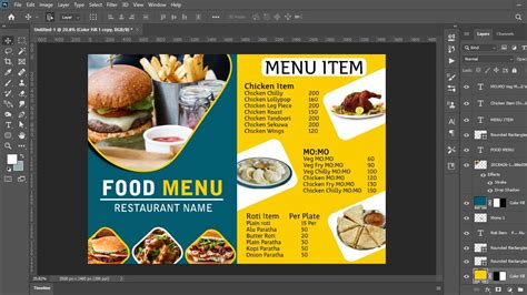 Photoshop Tutorial Restaurant Food Menu Card Design Design In