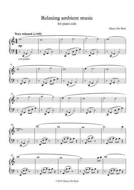 Relaxing Ambient Music Easy Piano By Marco De Boni Digital Sheet