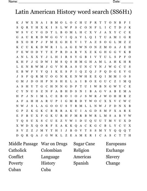Latin American History Word Search Ss6h1 Wordmint
