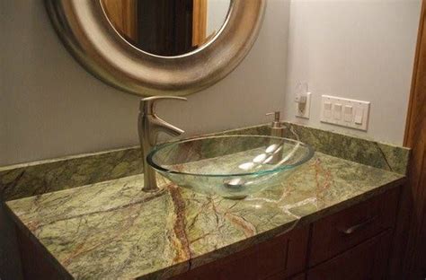 Daily tasks for cleaning your bathroom sink & faucets. Powder room - clear vessel sink (with cafe forest, not ...