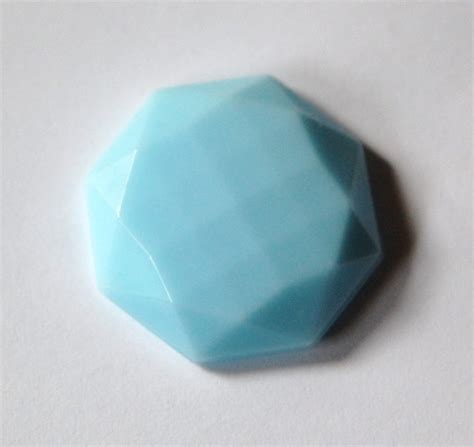 Vintage Opaque Light Blue Faceted Octagon Glass Cabochon Etsy
